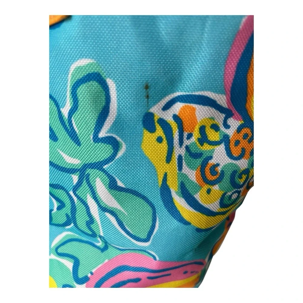 Lilly Pulitzer Estee Lauder Tote Bag Blue Floral Canvas Beach Shopping